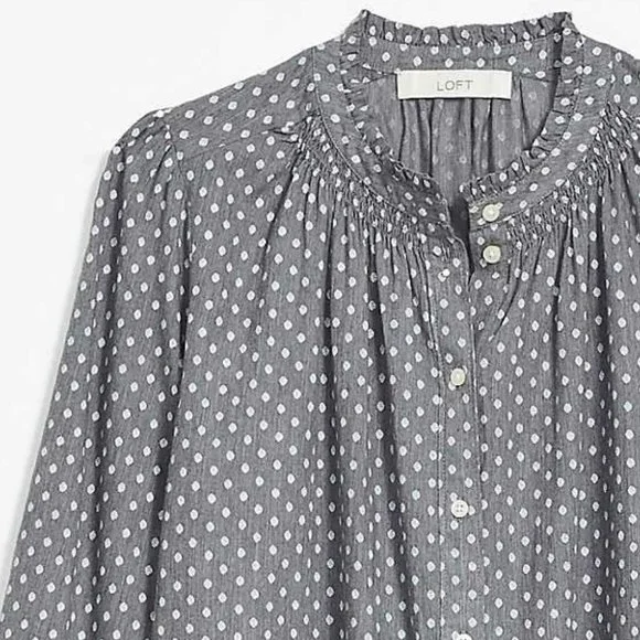 LOFT | Dotted Ruffle Collar Shirt - Picture 3 of 4